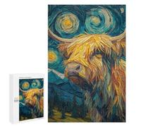 Puzzle 1000 PCS Per Adolescenti Starry Night Highland Cow Art Print Puzzle Per Adolescenti Analisi E Logica Allena Il Tuo Cervello E Le Tue Mani Gioco Di Sfida Unico 1000 PCS