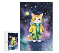 Puzzle 1000 PCS per Adolescenti Watercolor Cat in Space Puzzle DIY Giocattoli Un'opera D'arte come regalo per tutta la famiglia 1000 PCS