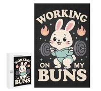 Puzzle 1000 PCS Per Adolescenti Working On My Buns - Cute Gym Bunny Squat Pun Puzzle Per Adolescenti Migliora La Memoria Difficile Da Completare Divertimento in Famiglia E Serata Di Giochi 1000 PCS