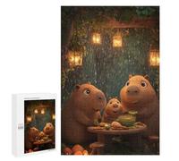 Puzzle 1000 PCS Per Adulti Capybara Family Dinner in The Rain Puzzle Per Adulti Gioco Pratico Decorazione Da Parete Aiuta Ad Allenare Il Cervello 1000 PCS