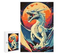 Puzzle 1000 PCS Per Adulti White Dragon Roaring Under A Full Moon Puzzle Rompicapo Gioco Regalo Per Donne Attività Divertenti Da Fare A Casa 1000 PCS