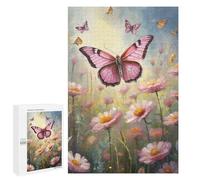 Puzzle 1000 PCS Pink Butterfly on A Field Puzzle Per Adolescenti Migliora La Memoria Allena Il Cervello E Le Mani Giocattoli Avvincenti Per Coltivare La Pazienza 1000 PCS