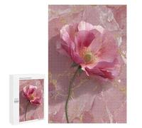 Puzzle 1000 PCS Pink Poppy on Marble Background Puzzle Per Adolescenti Migliora La Memoria Allena Il Cervello E Le Mani Giocattoli Avvincenti Per Coltivare La Pazienza 1000 PCS