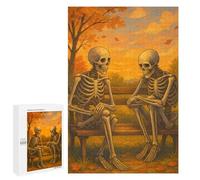 Puzzle 1000 PCS Skeletons on Bench in Autumn Puzzle Per Adolescenti Giochi Rilassanti Sfida Difficile Regali Unici Per Compleanno E Natale 1000 PCS