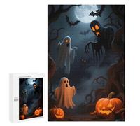 Puzzle 1000 PCS Spooky Halloween Night with Ghosts And Pumpkins Puzzle Per Adolescenti Giochi Rilassanti Sfida Difficile Regali Unici Per Compleanno E Natale 1000 PCS