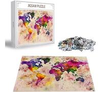 Puzzle 1000 Pezzi, 3 4 5 Anni Puzzle Colore 6 7 8 Anni Giochi Educativi Sostenibili Con Motivi Per Adulti Da Gioco in Legno Di Alta Qualità Jigsaw Mappa del mondo per Gioco Familiare, Regalo H-2864