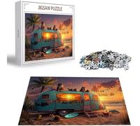 Puzzle 1000 Pezzi, 3 4 5 Anni Puzzle Spiaggia 6 7 8 Anni Giochi Educativi Sostenibili Con Motivi Per Adulti Da Gioco in Legno Di Alta Qualità Jigsaw Autobus per Gioco Familiare, Regalo Natale H-7121