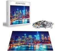 Puzzle 1000 Pezzi, 3 4 5 Anni Puzzle Vista notturna 6 7 8 Anni Giochi Educativi Sostenibili Con Motivi Per Adulti Da Gioco in Legno Di Alta Qualità Jigsaw Città per Gioco Familiare, Regalo H-1928