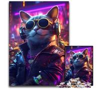 Puzzle 1000 pezzi a forma di gatto che rimbalza, puzzle impossibile per adulti, attività per famiglie, rompicapo, arredamento per la casa, regalo di Natale, 26x38cm/10,23x14,96 pollici