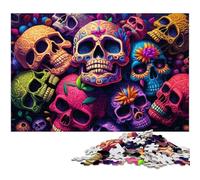 Puzzle 1000 pezzi a forma di teschio colorato, puzzle impossibile per adulti, attività per famiglie, rompicapo, arredamento per la casa, regalo di Natale 26X38CM / 10,23x14,96 pollici