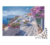 Puzzle 1000 Pezzi A Small Town with Blooming Flowers - Rompicapo Giochi Relax Adulti E Bambini Per, Regali 38x26cm/1000pcs