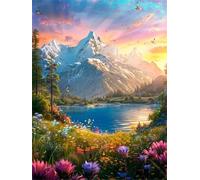 Puzzle 1000 pezzi Adulti, Giochi Educativo e Giocattoli Sfida, Puzzles Divertenti per Uomo e Donna, jigsaw puzzle Adulti Regalo, Tema:Prato del laghetto del tramonto