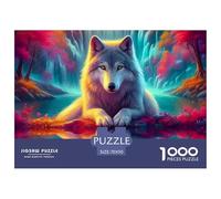 Puzzle 1000 pezzi adulti Lupo, idea regalo - Coppia di lupi aurora boreale, gioco estremamente difficile per decorazione murale 70x50cm
