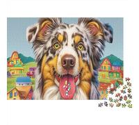 Puzzle 1000 Pezzi - Adulti Per, Classici Giochi Relax - Merle Australian Shepherd Puppy Pet, Parete Da Decorazione 70x50cm/1000pcs