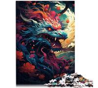 Puzzle 1000 pezzi Adulti Pittura Colore Drago, Giocattoli Anti-Stress con Poster Assortito e Domande Foglio 14,96 pollici x 20,47 pollici Adolescenti 14 Anni e Più