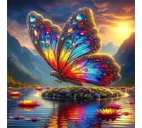 Puzzle 1000 Pezzi Adulti, Tramonto del laghetto delle farfalle puzzle per adulti 1000 pezzi 65x65cm, Creativo Giocattolo, Puzzles Giochi Intelligence per Familiare
