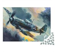Puzzle 1000 pezzi Aereo da Combattimento Seconda Guerra Mondiale, Arte aereo di guerra, regalo perfetto per appassionati, attività familiare, 38x26 cm