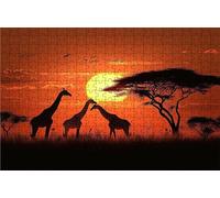 Puzzle 1000 Pezzi Africa Puzzle 1000 Pezzi Legno per Adulti Giraffa, Splendidamente Confezionato in Una Scatola di Cartone, Trasportabile in Una Borsa a Rete per Decorazioni Parete 75 x 50 cm RXPT9439