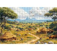 Puzzle 1000 Pezzi, Africa Puzzle 1000 Pezzi per Adulti, Giochi di Puzzles Cabina Legno per Tutta la Famiglia, DIY Puzzles per Quadri Moderni Soggiorno Regalo Donna Uomo Festival 75x50 cm RXPT-8742