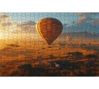 Puzzle 1000 Pezzi, Africa Puzzle 1000 Pezzi per Adulti, Giochi di Puzzles Mongolfiera Legno per Tutta la Famiglia, DIY Puzzles per Quadri Moderni Soggiorno Regalo Donna Uomo Festival 75x50CM RXPT-9650