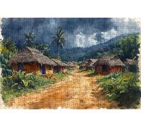 Puzzle 1000 Pezzi, Africa Puzzle 1000 Pezzi per Adulti, Giochi di Puzzles Piccola Città Legno per Tutta la Famiglia, DIY Puzzles per Quadri Moderni Soggiorno Regalo Donna Uomo 50x75 cm RXPT-9220