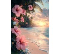 Puzzle 1000 Pezzi Alba Sulla Spiaggia Fiori, Puzzle Giocattolo Decompressivo Intellettuale Educativo Divertente Gioco per Famiglie, Puzzles per Adulti 1000 Pezzi 75 x 50 cm