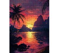 Puzzle 1000 Pezzi, Albero Di Cocco Sera 3D Puzzle per Adulti Impegnativo, Educa Puzzles Artistico, Divertente E Stimolante Puzzles Decorativo per La Famiglia, Regalo e Decorazione Pareti DX0YL6-1008