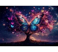 Puzzle 1000 Pezzi Albero Puzzle Adulti Sfida Impossibili Jigsaws Farfalla Classica 3D Pattern Art Jigsaws per Divertimento Adulti e Bambina, Gioco Familiare, Festa Aziendale,Regali Donne 75x50cm C-879