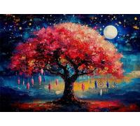 Puzzle 1000 Pezzi Albero Puzzle Adulti Sfida Impossibili Jigsaws Luna Classica 3D Pattern Art Jigsaws per Divertimento Adulti e Bambina, Gioco Familiare, Festa Aziendale, Amore e Amico 75x50cm C-825