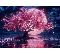 Puzzle 1000 Pezzi Albero Puzzle Adulti Sfida Impossibili Jigsaws Luna Classica 3D Pattern Art Jigsaws per Divertimento Adulti e Bambina, Gioco Familiare, Festa Aziendale, Amore e Amico 75x50cm C-1009