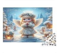 Puzzle 1000 Pezzi Angelo sulla Neve per Adulti e Bambini - Angelo Invernale con Mani Giunte dai 12 Anni Gioco Educativo 38x26cm