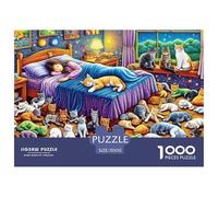 Puzzle 1000 pezzi Anti Stress Stanza da Camera con Gatti che Dormono, Idea Regalo Originale Decorazione Murale Casa 70x50cm Gioco Divertente
