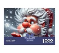 Puzzle 1000 pezzi Antistress Educativo Babbo Natale Soffio Neve Barba Bianca, Decorazione parete Idea regalo perfetta unica per Adulti 70x50cm