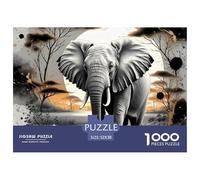 Puzzle 1000 pezzi - Arte elefante, illusione ottica, antistress e decorazione murale 52x38cm