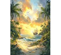 Puzzle 1000 Pezzi Arte per Adulti e Ragazzi, Puzzle Oceano in Legno Adulti, DIY Idea Regalo Uomo e Donna, Jigsaw Albero di cocco per Gioco Familiare, per Decorazione la Casa Regalo 75x50cm g-725