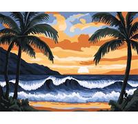Puzzle 1000 Pezzi Arte per Adulti e Ragazzi, Puzzle Onde in Legno Adulti, Idea Regalo Jigsaw Albero di cocco per Gioco Familiare, Lettere sul retro Jigsaw, Decorazione la Casa Regalo 75x50cm g-162