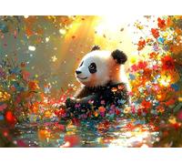 Puzzle 1000 Pezzi Arte per Adulti e Ragazzi, Puzzle Panda in Legno Adulti, Idea Regalo Uomo e Donna, Jigsaw Fiore per Gioco Familiare, Lettere sul retro Jigsaw, per Decorazione la Casa 75x50cm g-460