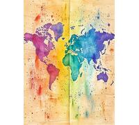 Puzzle 1000 Pezzi Arte per Adulti e Ragazzi, Puzzle Retro in Legno Adulti, Idea Regalo Jigsaw Mappa del mondo per Gioco Familiare, Lettere sul retro Jigsaw, Decorazione la Casa Regalo 75x50cm g-715