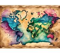 Puzzle 1000 Pezzi Arte per Adulti e Ragazzi, Puzzle Retro in Legno Adulti, Idea Regalo Jigsaw Mappa del mondo per Gioco Familiare, Lettere sul retro Jigsaw, Decorazione la Casa Regalo 75x50cm g-143