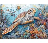 Puzzle 1000 Pezzi Arte per Adulti e Ragazzi, Puzzle Tartarughe marine in Legno Adulti, Idea Regalo Uomo e Donna, Jigsaw Corallo per Gioco Familiare, per Decorazione la Casa Regalo 75x50cm g-156