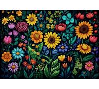 Puzzle 1000 Pezzi Astratto Puzzle Adulti Sfida Impossibili Jigsaws Fiori Classica 3D Pattern Art Jigsaws per Divertimento Adulti e Bambina, Gioco Familiare, Festa Aziendale,Amore e Amico 75x50cm C-564