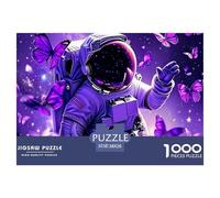 Puzzle 1000 Pezzi Astronauta Farfalle Spazio Viola, per Adulti, Gioco Educativo, Idea Regalo 38x26cm