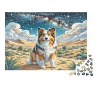 Puzzle 1000 Pezzi Atlas Shepherd per Adulti e Bambini, Cane nel Deserto di Notte Regalo Divertente e Attività per Casa dai 12 Anni 38x26cm 1000 Pezzi