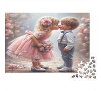 Puzzle 1000 Pezzi Bacio di Bambini per Donne e Uomini - Bambini che Si Scambiano un Bacio Gioco Familiare Divertente e Sfidante Idea Regalo 38x26cm