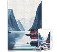 Puzzle 1000 pezzi "Baite rosse nel fiordo", giocattoli, giochi educativi, analisi e logica, regali di Babbo Natale segreto, dimensioni 38x52cm