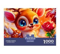 Puzzle 1000 Pezzi Bambi Cervo Rosa Tramonto per Adulti & Bambini, Estremamente Difficile, Idea Regalo 70x50cm