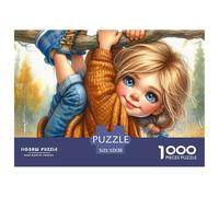 Puzzle 1000 Pezzi Bambina sul Ramo per Tutta la Famiglia - Bambina Appesa all’Albero, Regalo per Uomini e Donne 52x38cm
