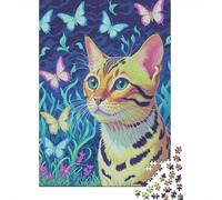 Puzzle 1000 Pezzi Bangladeshi Cat Surrounded by Butterflies, Per Bambini/Adultí - Relax Rompicapo Classici & Gift Box 1000pcs (75x50cm)