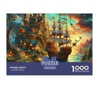 Puzzle 1000 Pezzi Barca a Vela Estremamente Difficile Stimolante - Puzzle Fantasy Nave a Vela con Castello per Adulti Antistress Ottima Idea Regalo 70x50cm