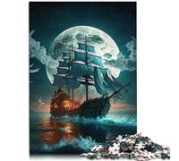 Puzzle 1000 pezzi Barca Luna Notte Puzzle di Cartone Gioco Difficile 26x38 cm Puzzle per Adulti